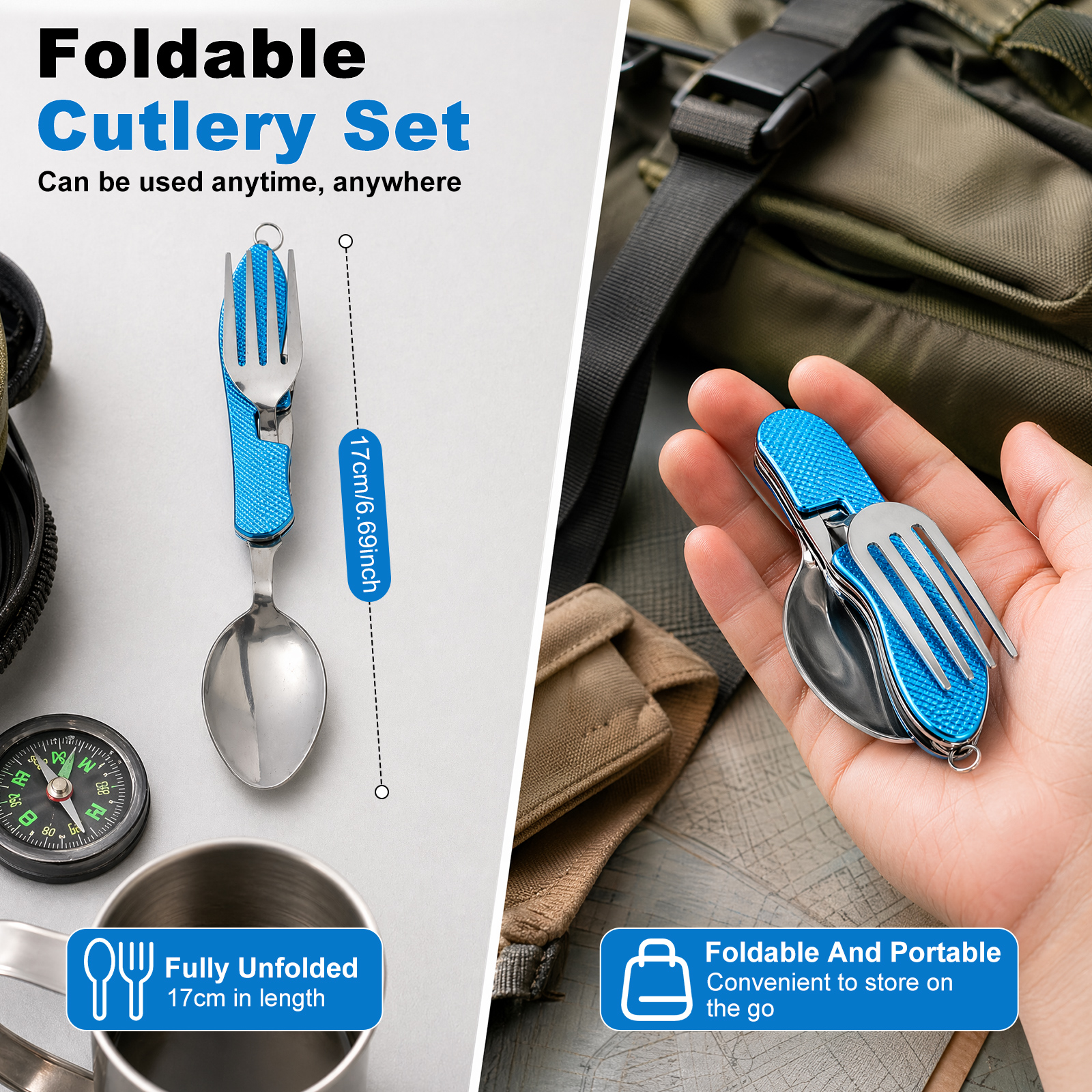Multifunction 3 in 1 Camping U - đánh giá và giá Camping Cooking Cutlery Set