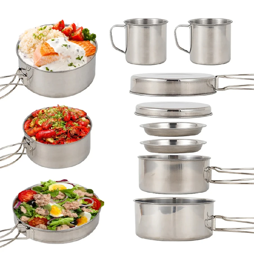 8pcs/Set Camping Cookware Mess - đánh giá và giá Campfire Cooking Anime
