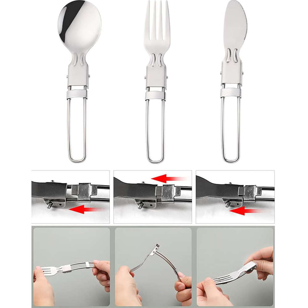 Camping Flatware Sets Stainles - đánh giá và giá Camping Cooking Cutlery Set