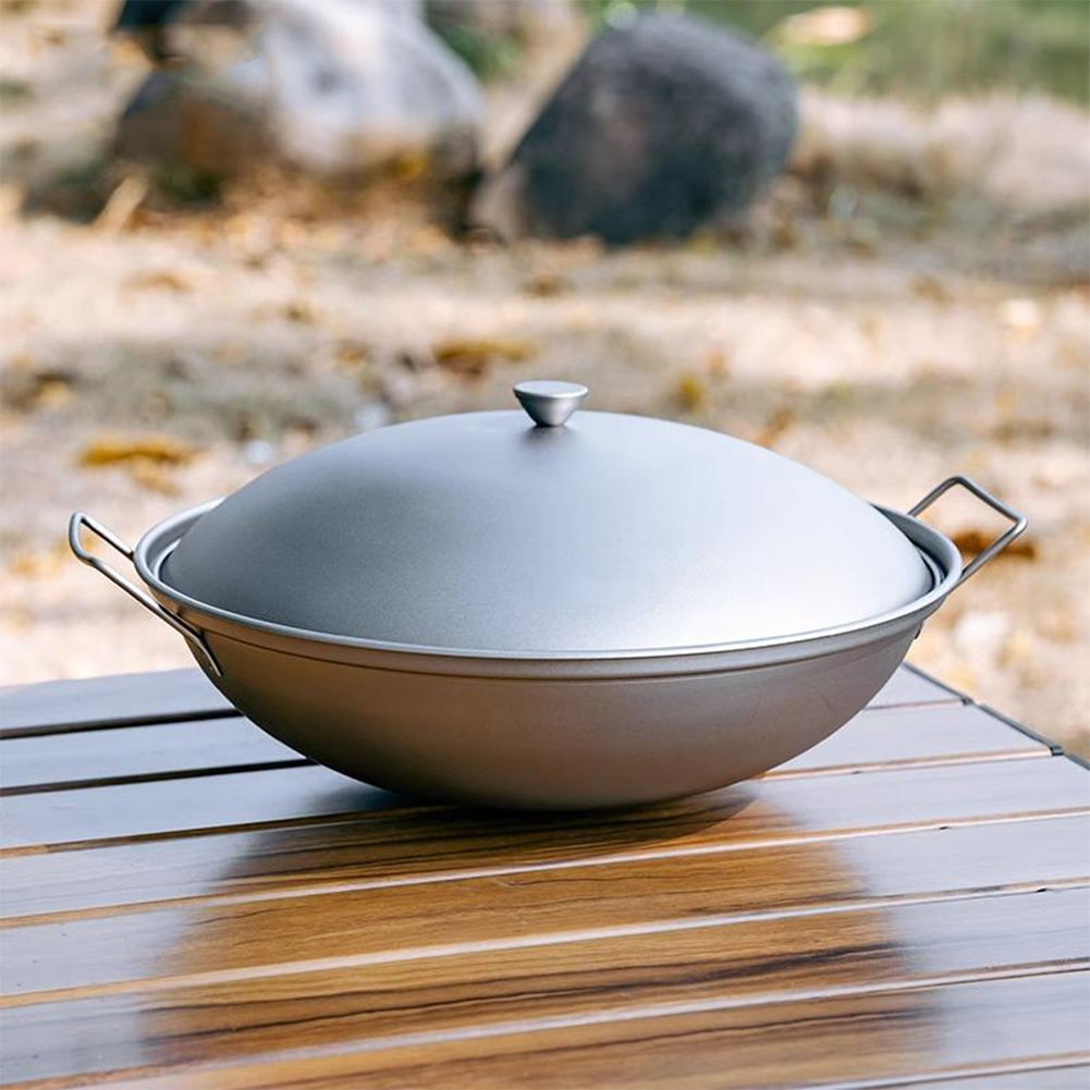 Titanium Wok Pan with Lid Doub - đánh giá và giá Campfire Cooking Anime