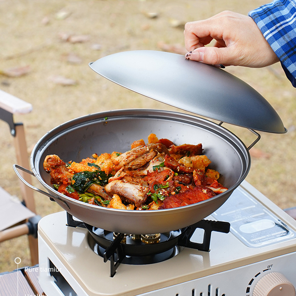 Titanium Wok Pan with Lid Doub - đánh giá và giá Campfire Cooking Anime