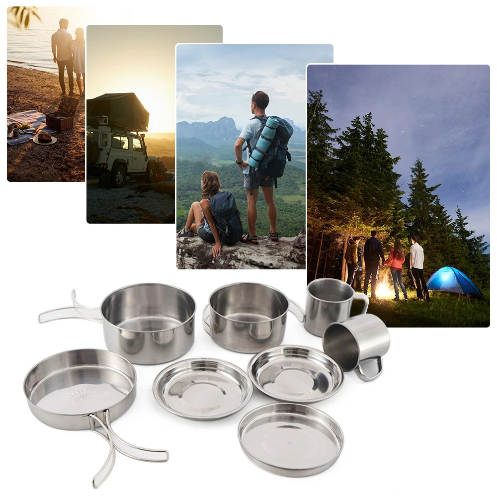 8pcs/Set Camping Cookware Mess - đánh giá và giá Campfire Cooking Anime