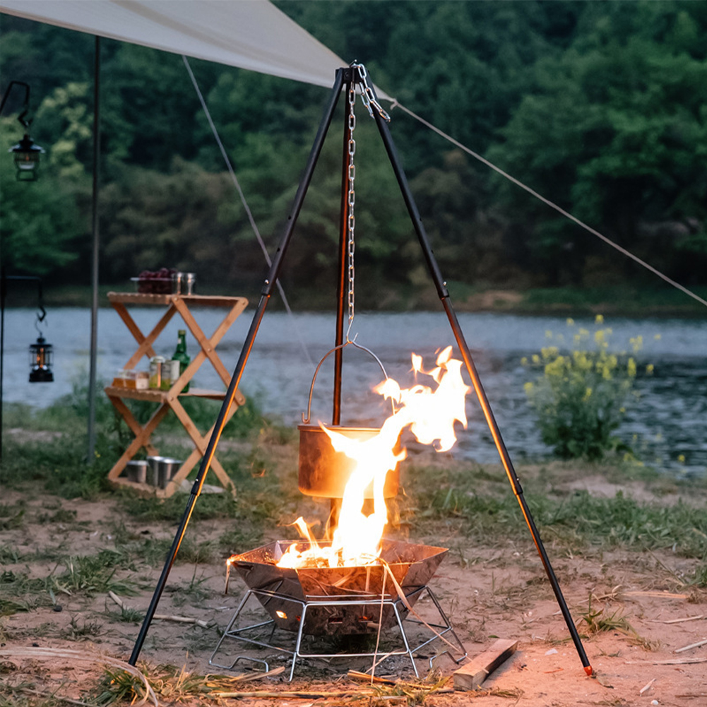1Pc Outdoor Bonfire Tripod Cam - đánh giá và giá Camping Cooking Multi Tool