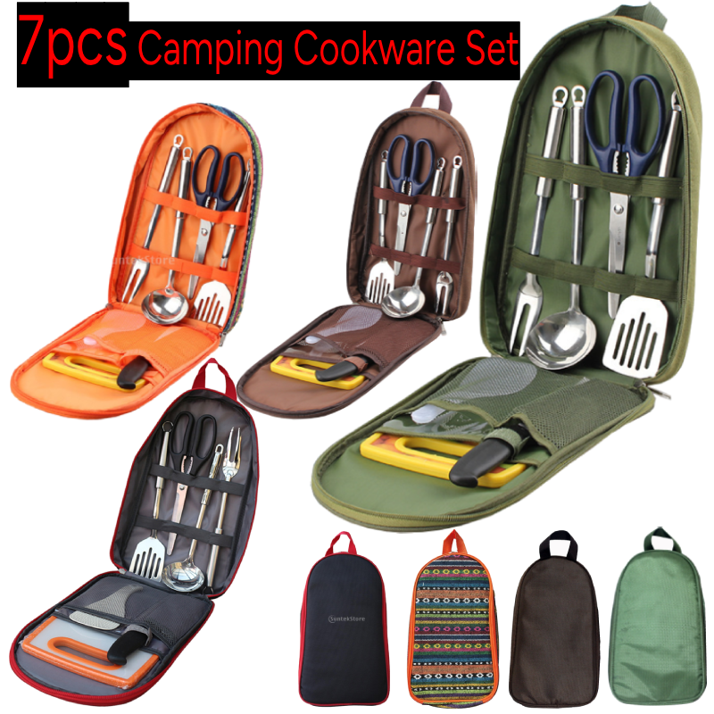 7pcs Camping Kitchen Utensil S - đánh giá và giá Camping Cooking Cutlery Set