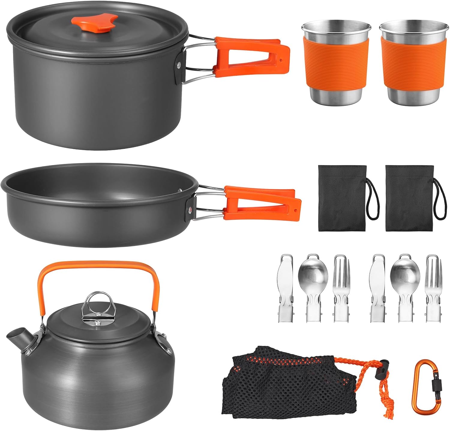 Non-Stick Camping Cookware Set - đánh giá và giá Camping Cooking Cutlery Set