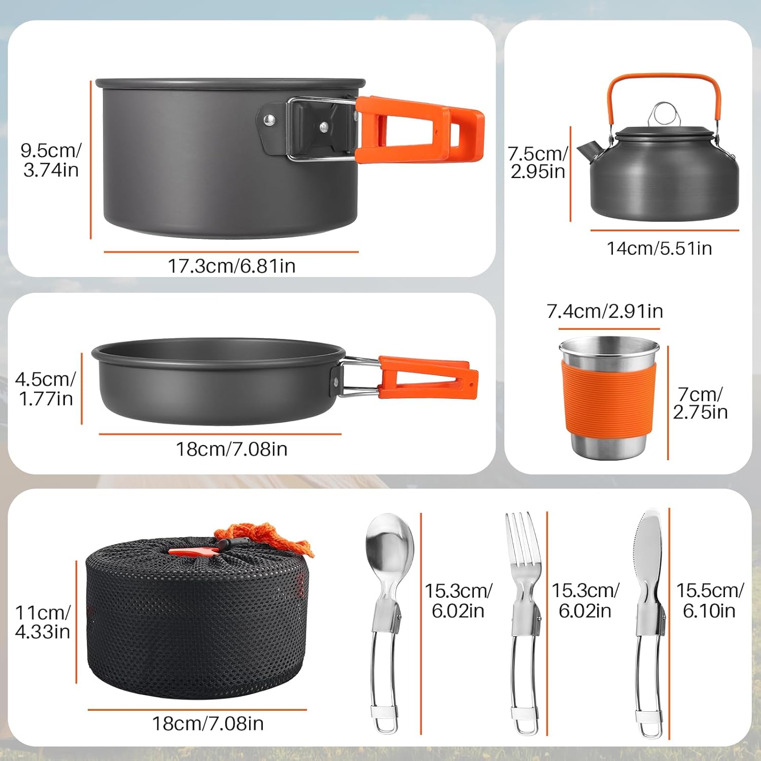 Non-Stick Camping Cookware Set - đánh giá và giá Camping Cooking Cutlery Set