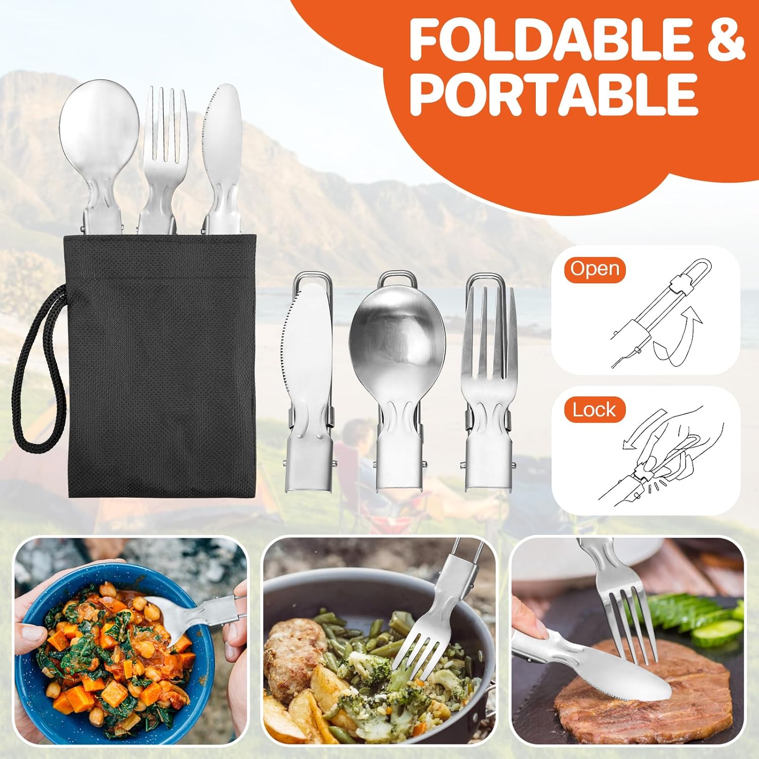 Non-Stick Camping Cookware Set - đánh giá và giá Camping Cooking Cutlery Set