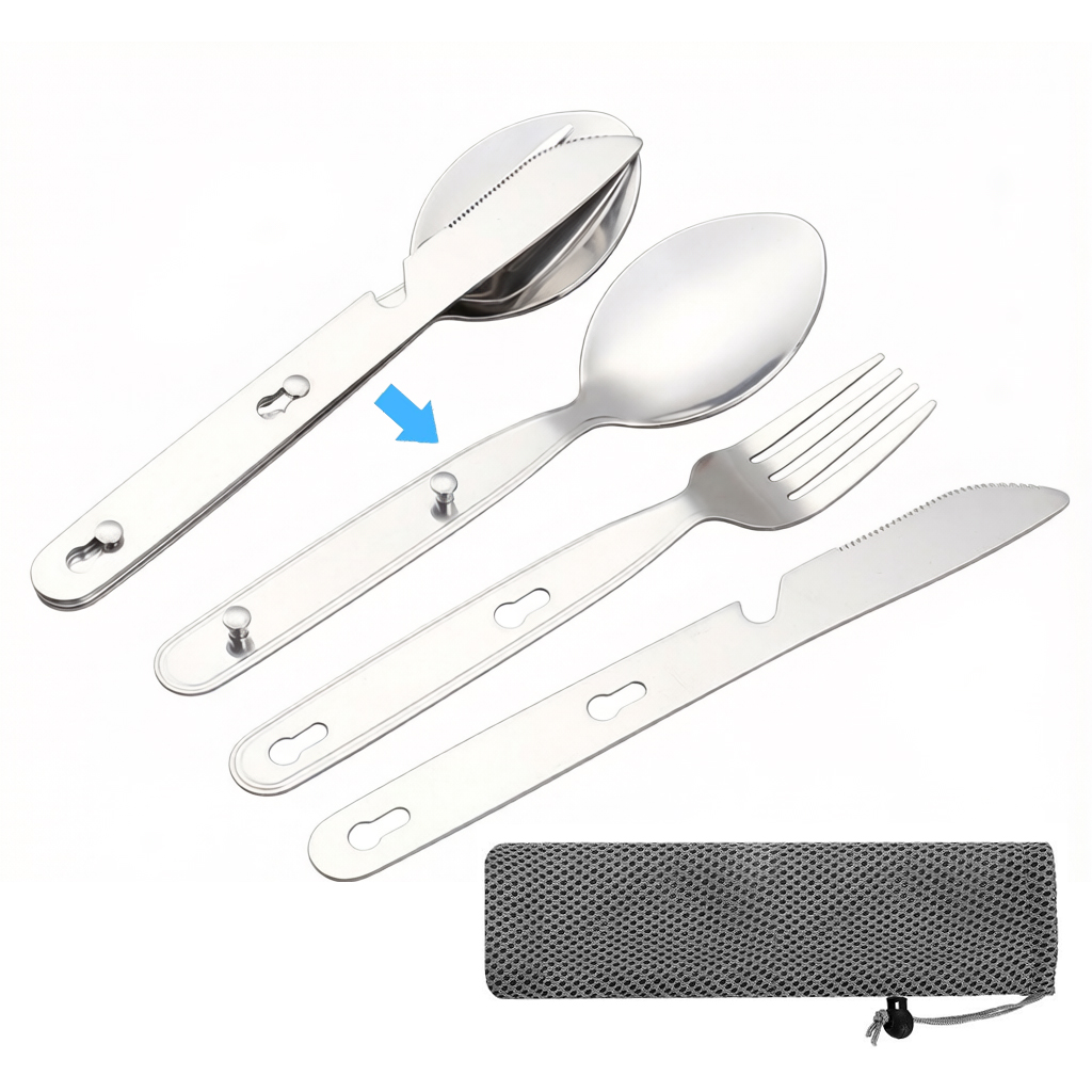 3pcs/set Folding Spoon Fork Kn - đánh giá và giá Camping Cooking Cutlery Set
