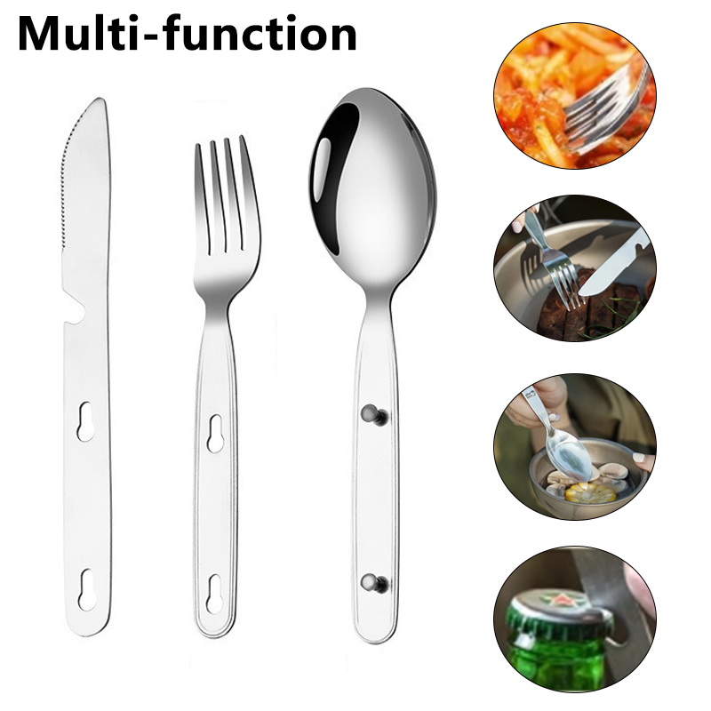 3pcs/set Folding Spoon Fork Kn - đánh giá và giá Camping Cooking Cutlery Set