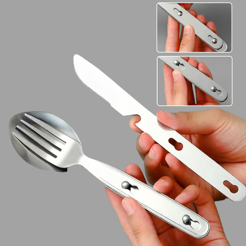 3pcs/set Folding Spoon Fork Kn - đánh giá và giá Camping Cooking Cutlery Set