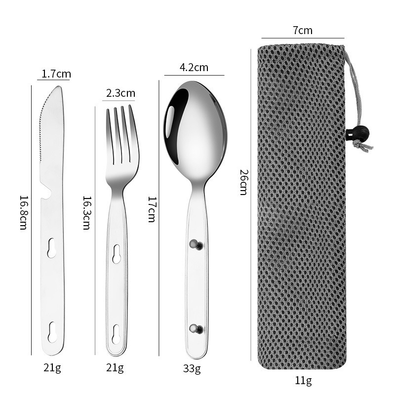 3pcs/set Folding Spoon Fork Kn - đánh giá và giá Camping Cooking Cutlery Set