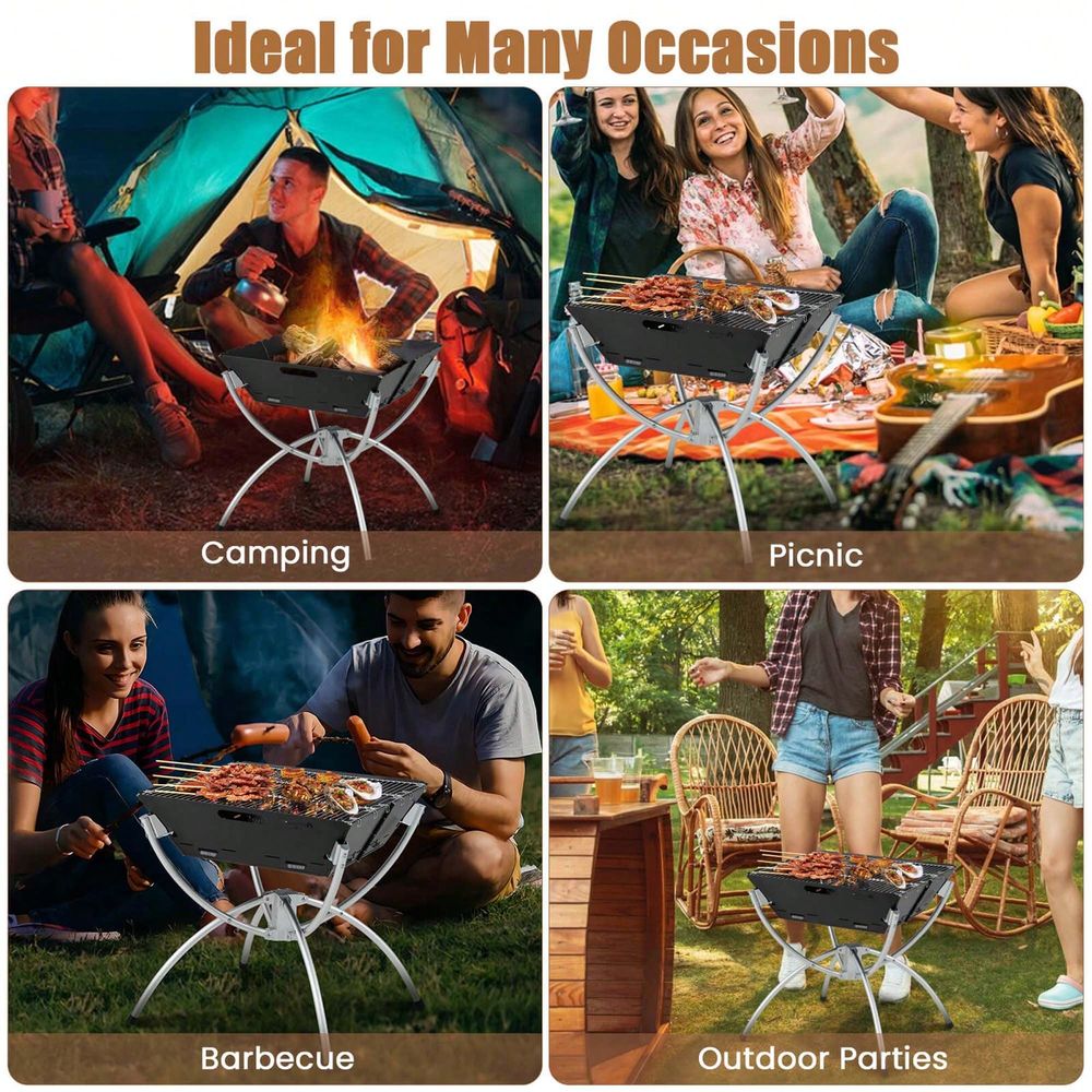 3In1 Portable Charcoal Grill F - đánh giá và giá Camp Grill Portable Folding