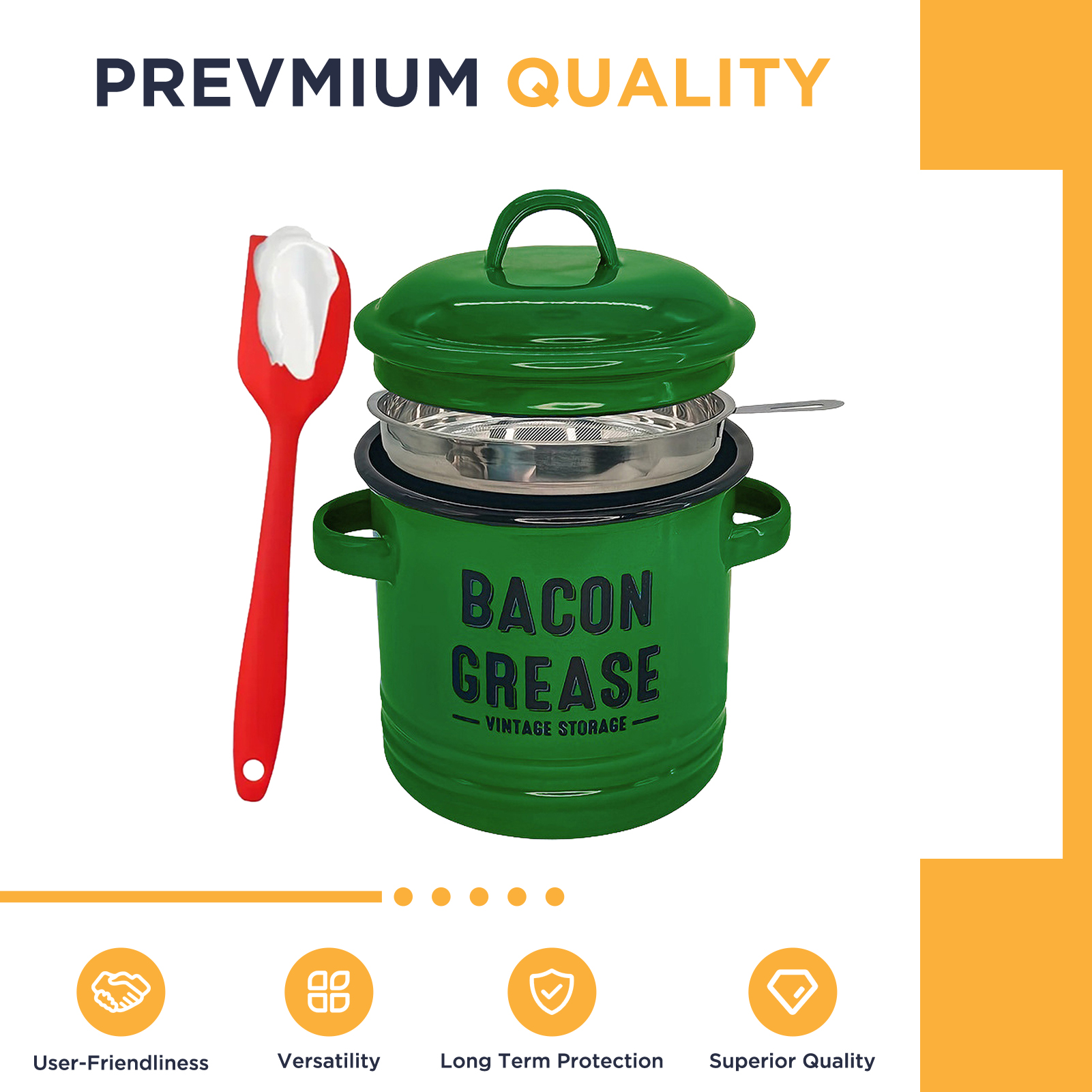 Enamel Bacon Grease Container  - đánh giá và giá Camping Cooking Oil Container