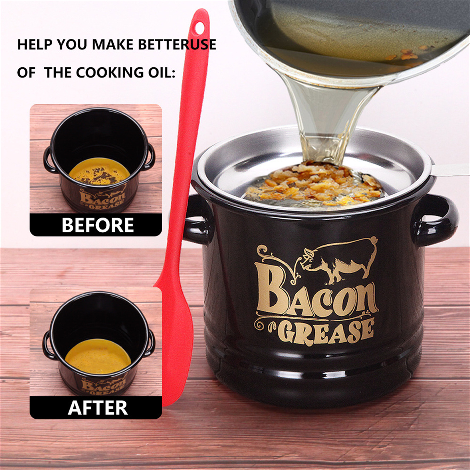 Enamel Bacon Grease Container  - đánh giá và giá Camping Cooking Oil Container