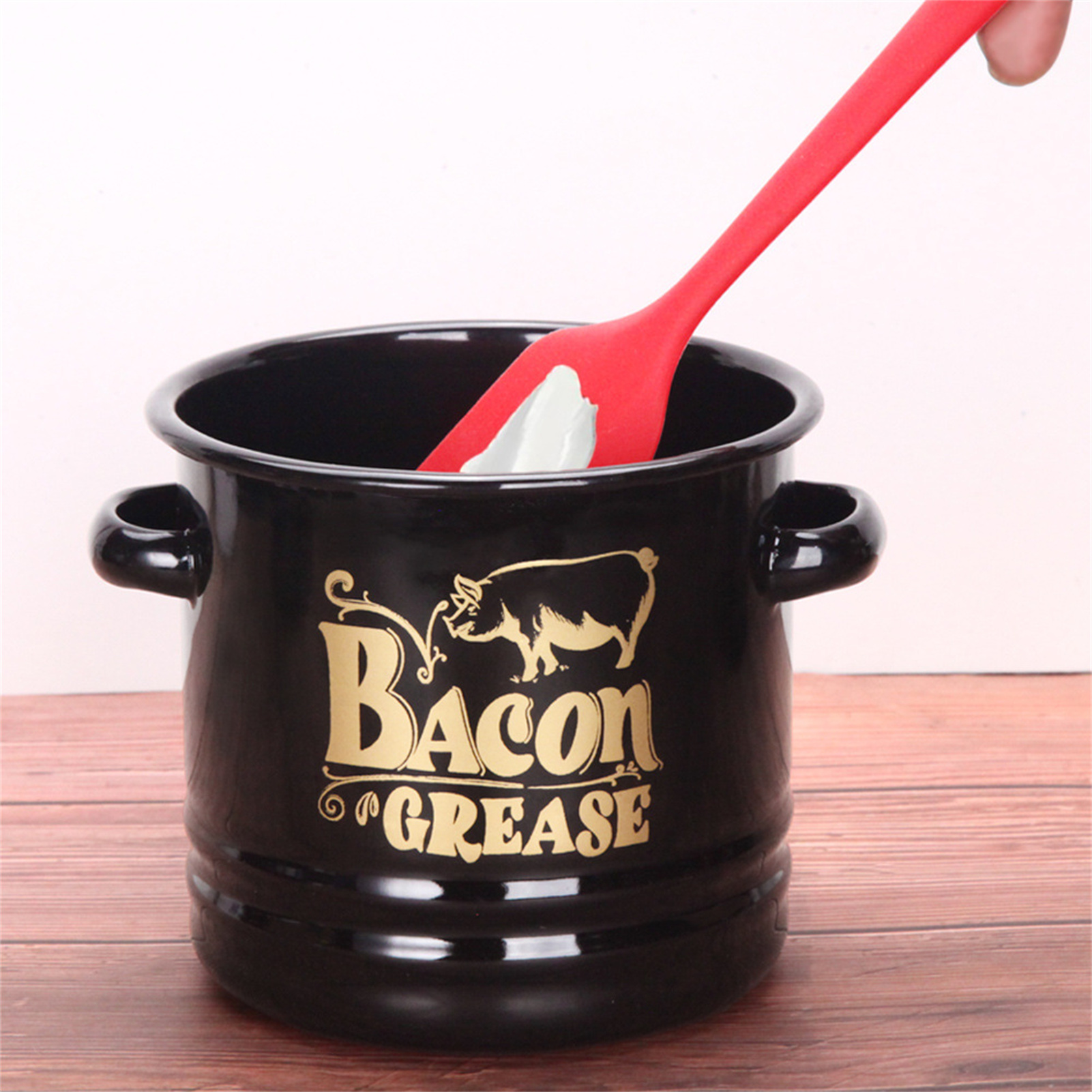 Enamel Bacon Grease Container  - đánh giá và giá Camping Cooking Oil Container