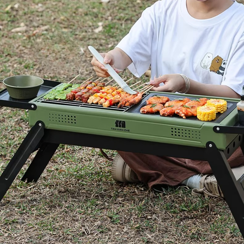 1 Set Outdoor BBQ Grill Foldin - đánh giá và giá Camp Grill Portable Folding