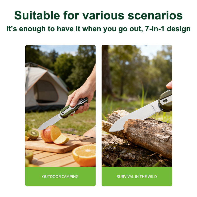 New Stainless Steel 7 In 1 Cam - đánh giá và giá Camping Cooking Cutlery Set